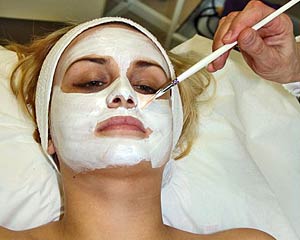 facial mask being applied